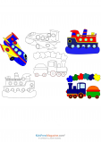 Boats, Trains, and Planes  Coloring Page 