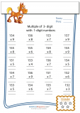 Multiplication Worksheet – 3 digit by 1 digit - #4