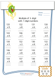 Multiplication Worksheet – 3 digit by 1 digit - #2