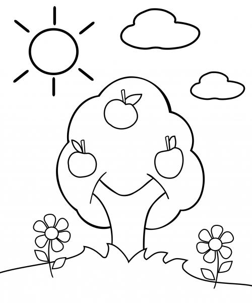 Preschool Coloring Page Apple Tree Kidspressmagazine Pages