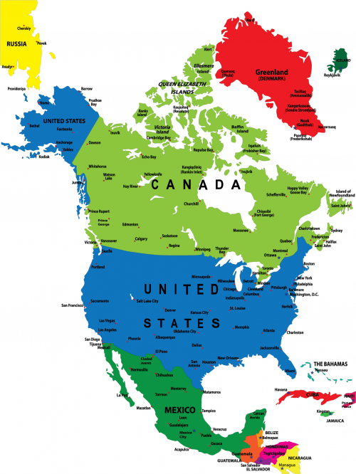 North American Colorful Map KidsPressMagazine