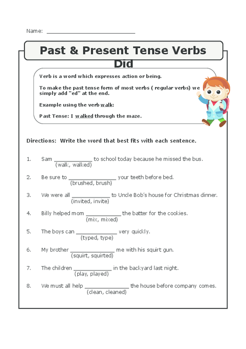 Past Present And Future Tense Verbs Worksheets For 1st Grade