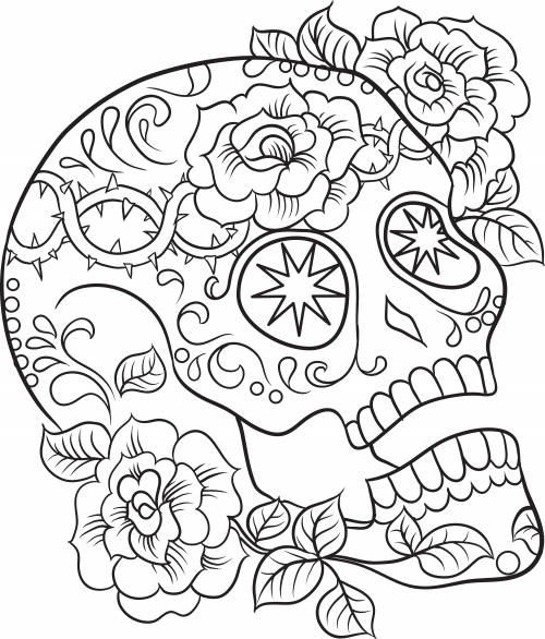 mandala skull and roses coloring pages - photo #8