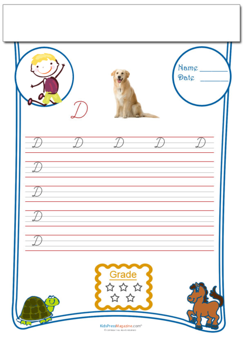 Cursive Writing Worksheet Letter D KidsPressMagazine