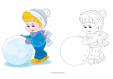 Match Up Coloring Pages – Rolling a Snowball