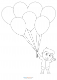Preschool Coloring Pages – Boy with Balloons