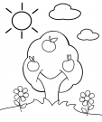 Preschool Coloring Page – Apple Tree