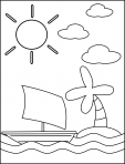 Preschool Coloring Page – Sail Boat