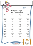 Multiplication Worksheet – 3 digit by 1 digit - #5