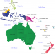 Map of Australia and Oceania with Countries and Capitals