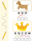 Dog and Crown Find the Word Activity Sheet