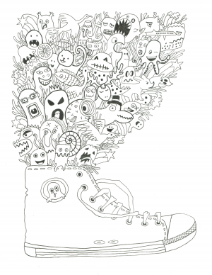 girl sneaker coloring page