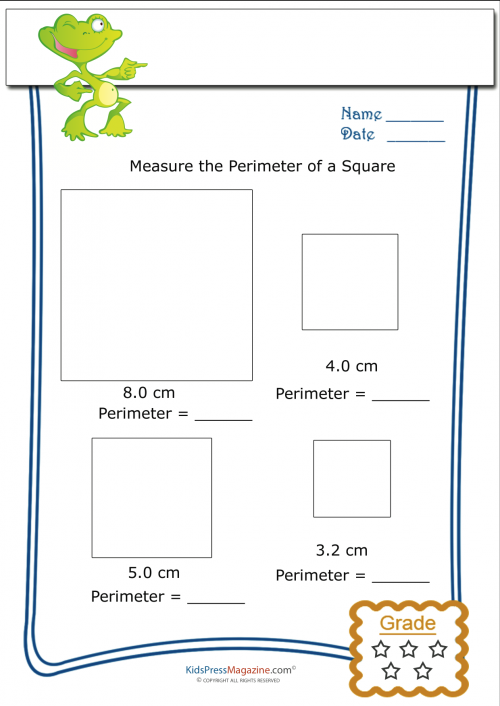 Measure Perimeter Worksheet – Square 5 - KidsPressMagazine.com