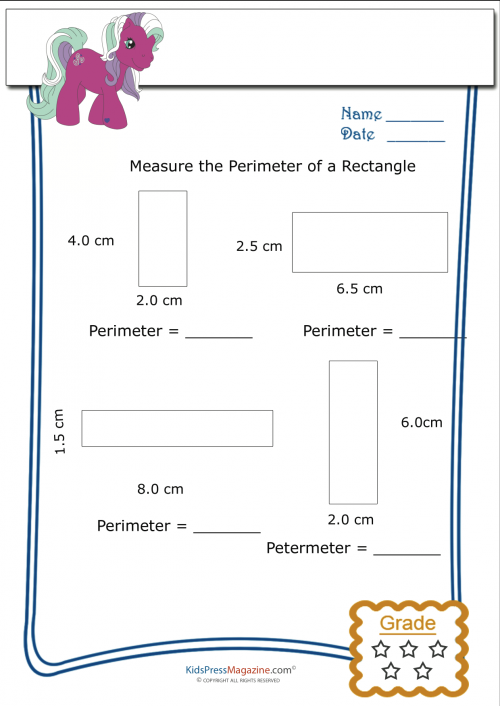Measure Perimeter Worksheet – Rectangle 3 - KidsPressMagazine.com