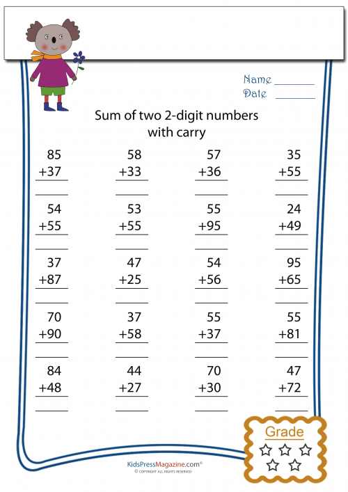 Carrying Addition Worksheets