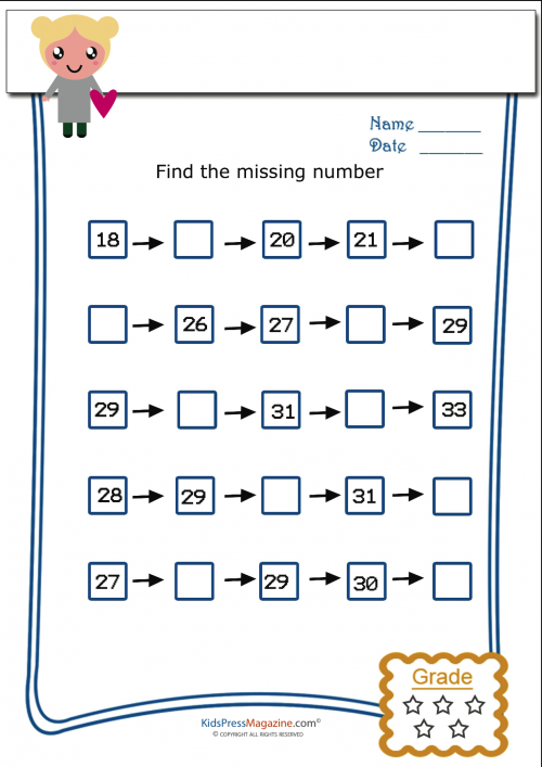 Grade 4 Math Worksheet Addition With Missing Addend Sum Under 100 K5 Learning Find The Missing