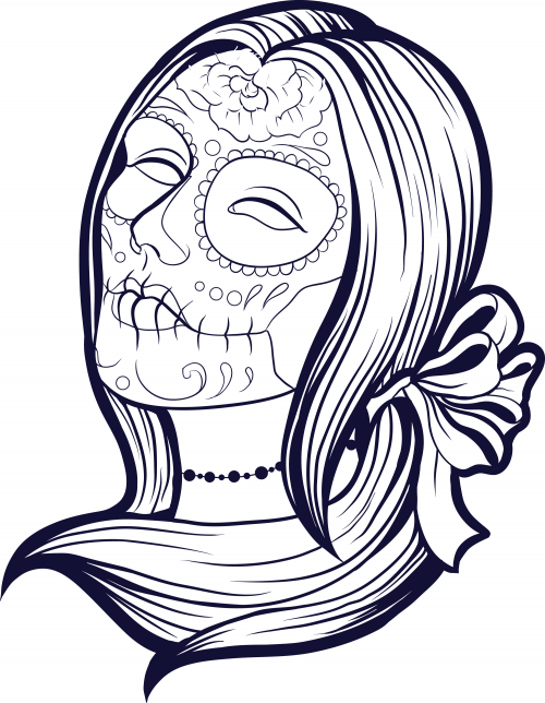 sugar skull girl coloring pages print