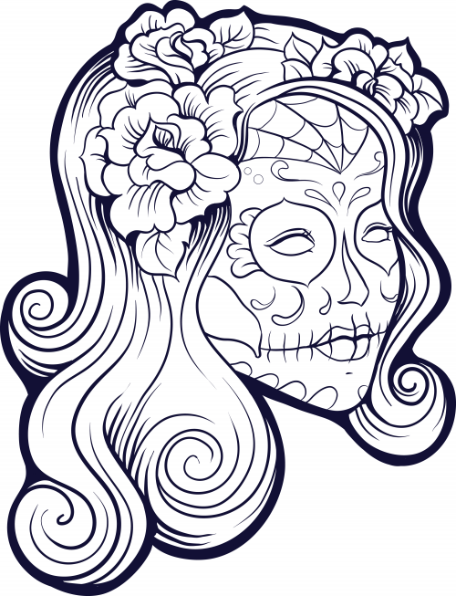 Girl Sugar Skull Coloring Pages 10