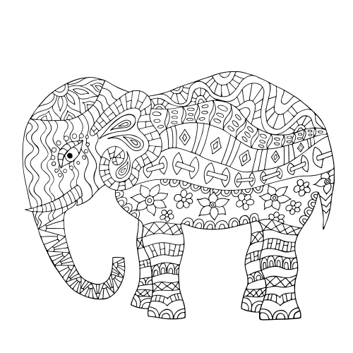 Elephant mandala coloring pages easy to color