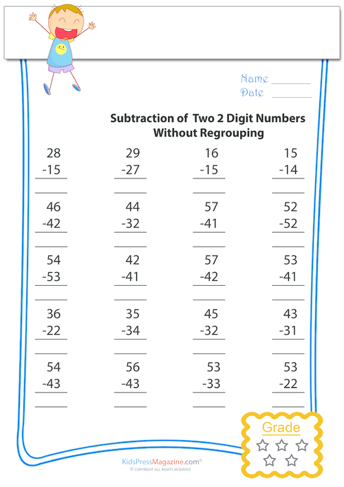 Subtract Without Regrouping – Two Digits #3 - KidsPressMagazine.com
