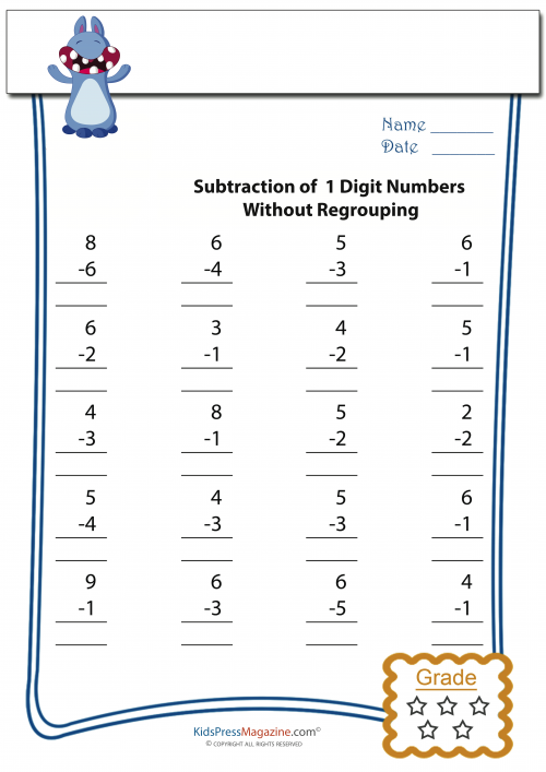 easy subtraction worksheets 3 kidspressmagazine com