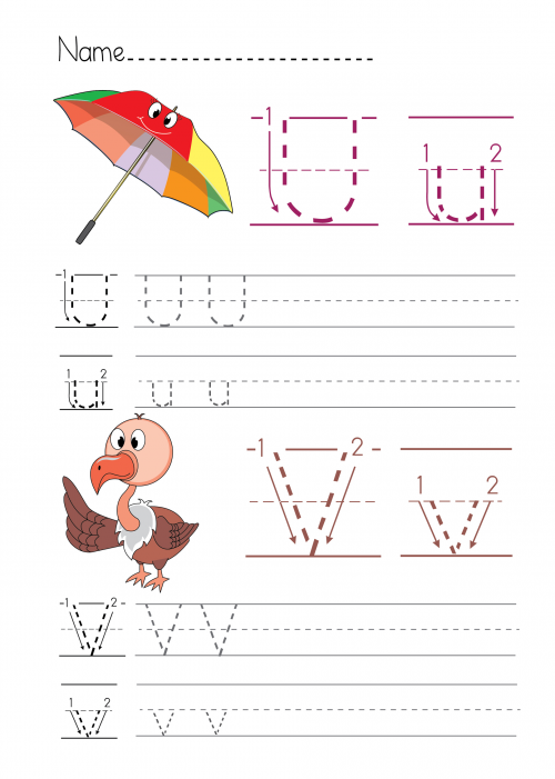 Alphabet Practice U – V - KidsPressMagazine.com