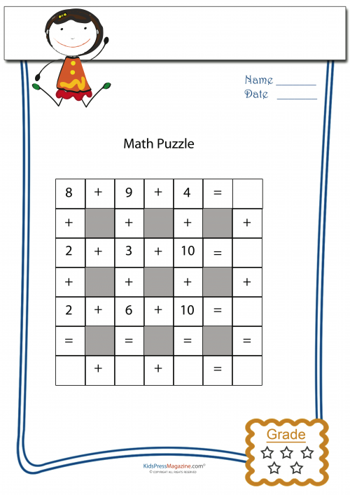 Math Puzzle#8 - KidsPressMagazine.com