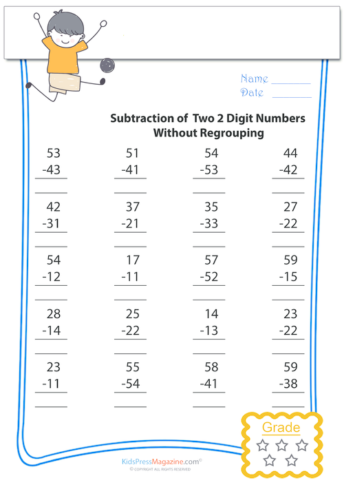 Subtraction – (2) Two digit Without Regrouping #5 - KidsPressMagazine.com