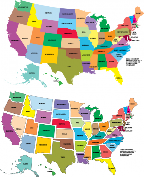 Usa Map Full Color With State Names Kidspressmagazine Com