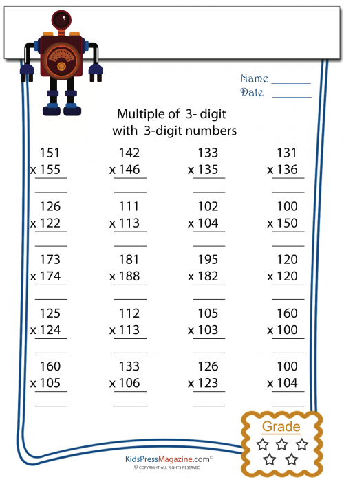 Multiplication Three Digit By Three Digit Worksheets