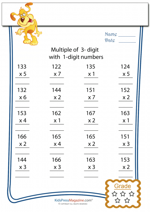 3 digit by 1 digit multiplication worksheet 2 kidspressmagazine com