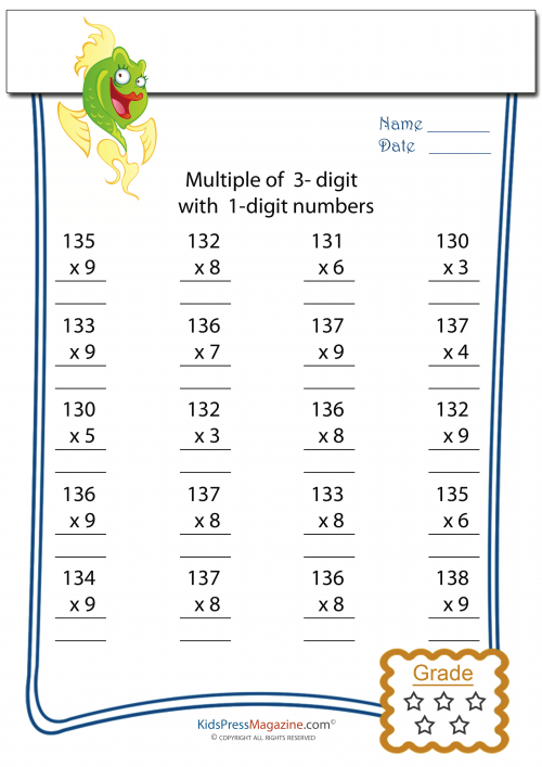 Multiplication Worksheet 3 Digit By 1 Digit 2 KidsPressMagazine