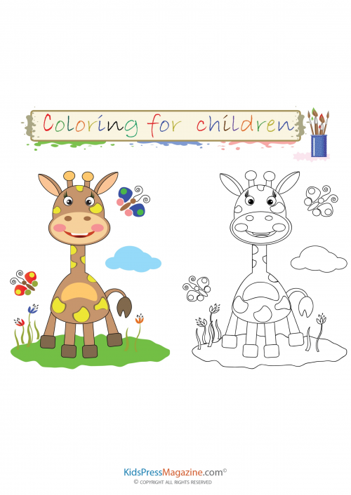 Baby Giraffe Coloring Sheet - KidsPressMagazine.com