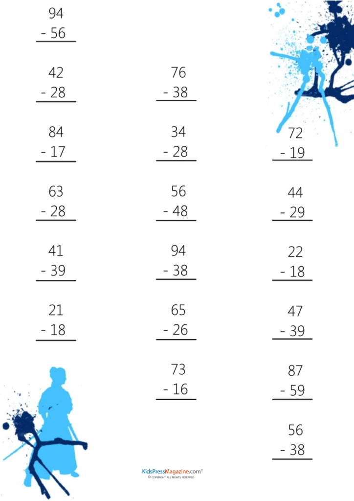Subtraction Worksheet 1 KidsPressMagazine