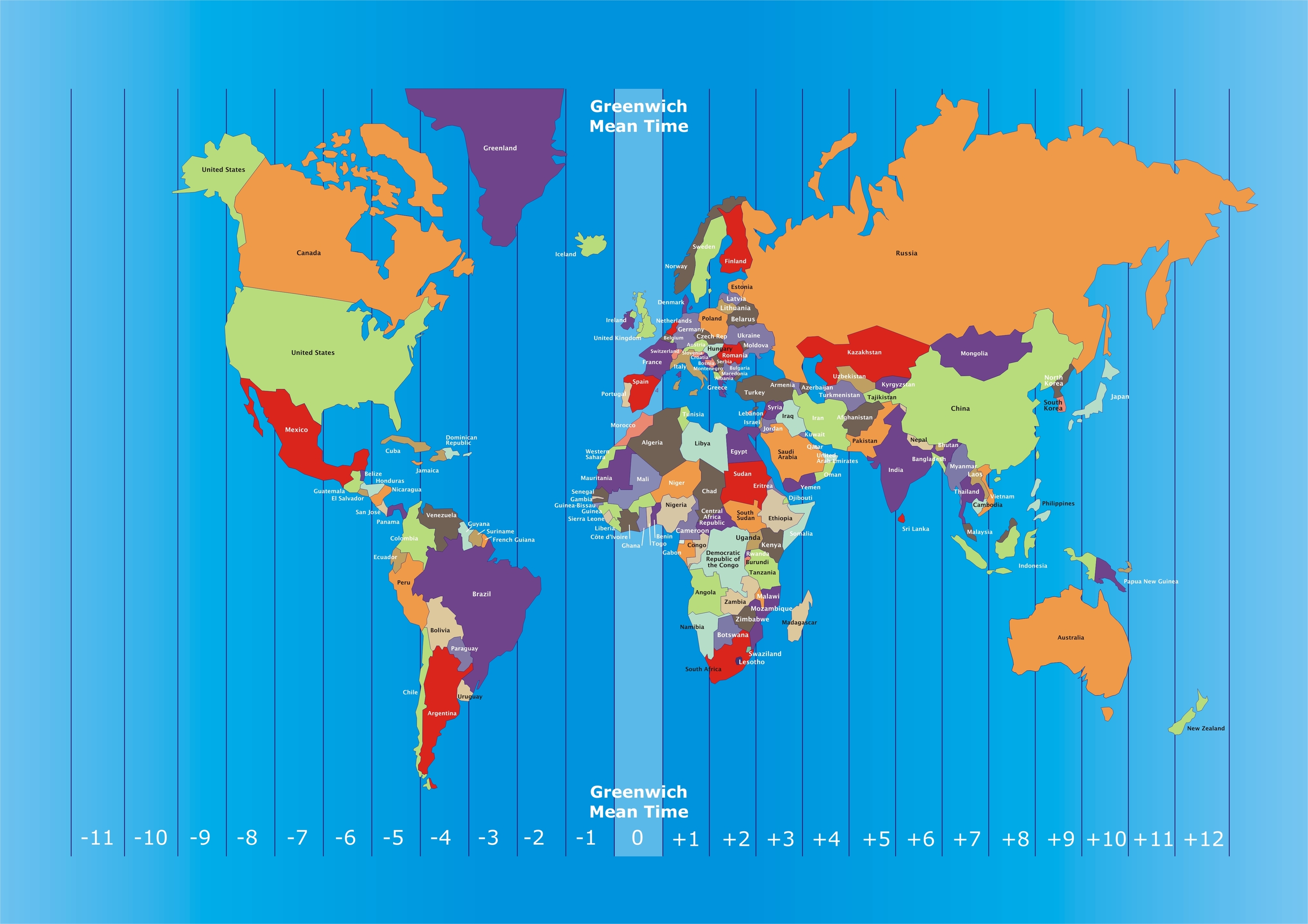 World Map With Time Zones And International Date Line