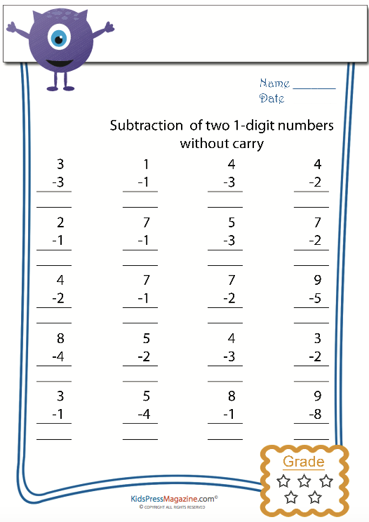 Basic Subtraction Practice Bundle Vol 2. - KidsPressMagazine.com