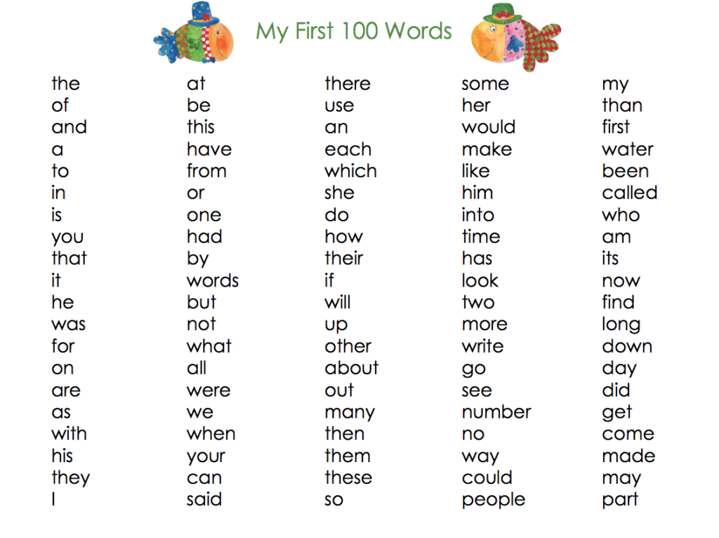 My First 100 Words -Set of 3 x 100 words list - KidsPressMagazine.com