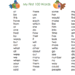 my first 100 words list pdf